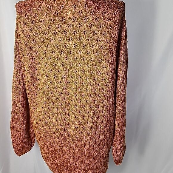 Rust Orange Cotton Rayon Open Knit Crochet Sweater Size S - Picture 7 of 7